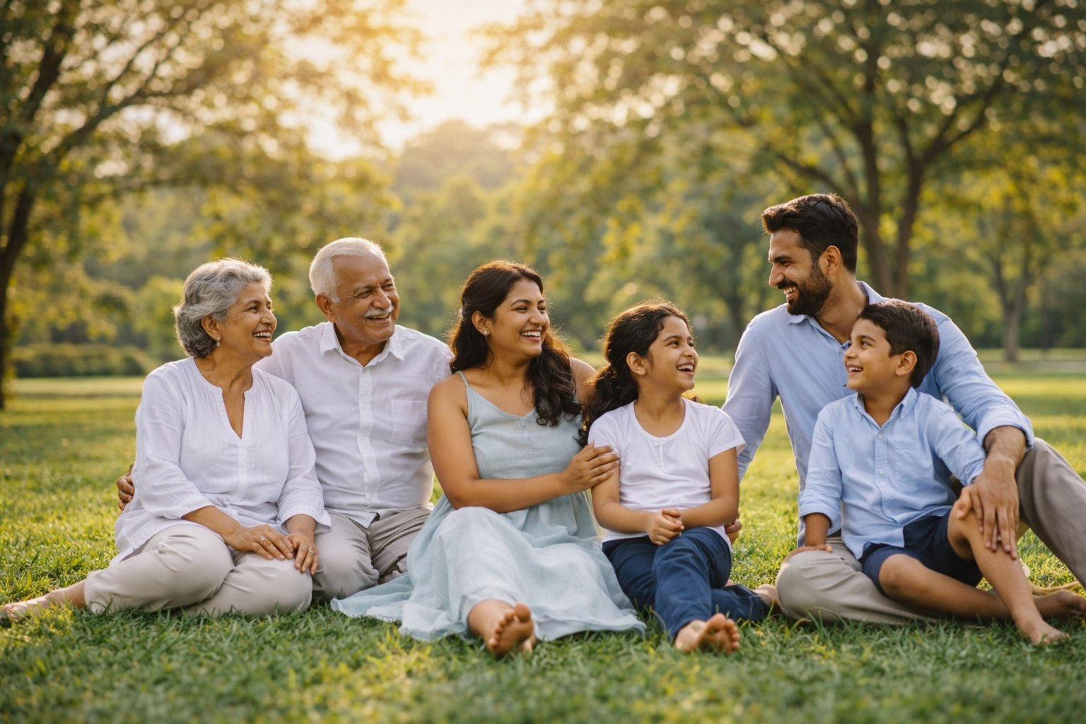 A happy family enjoying a day in the park